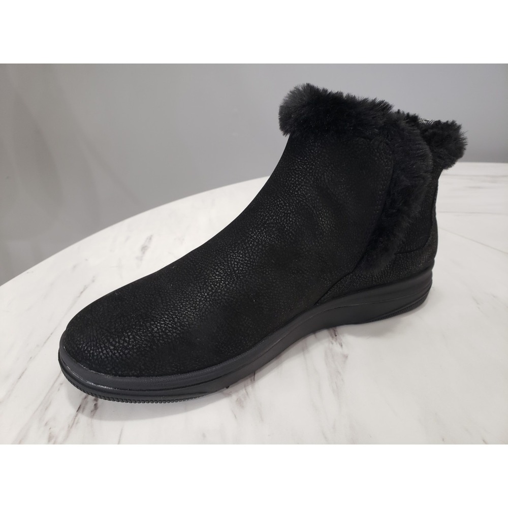 NEW NO BOX SIZE 8 Clarks Cloudsteppers Breeze Faux Fur Slip On Ankle Boots Black - Picture 7 of 7